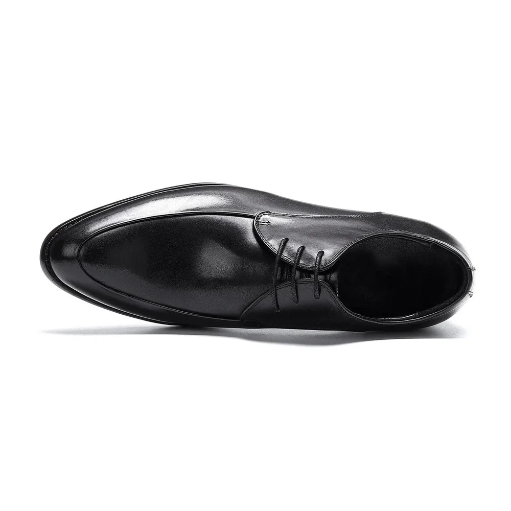 Santimon Men's US 8.5‎ Black Leather Formal Derby Lace Up Dress Shoes